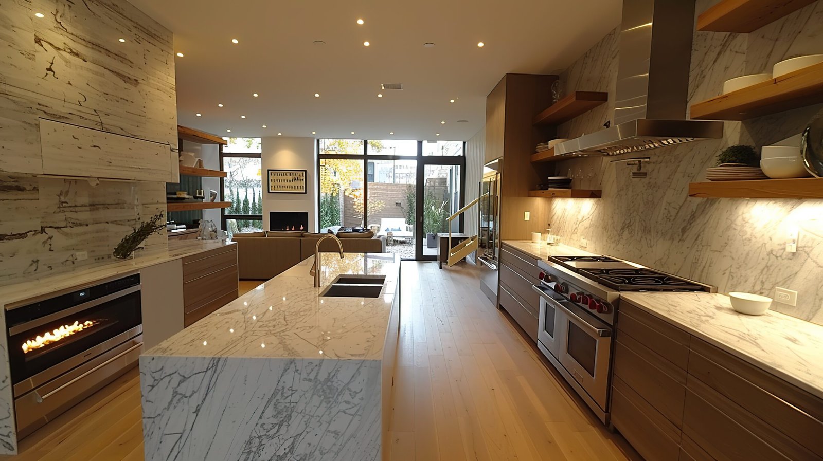 Kitchen lighting, flooring and fixtures